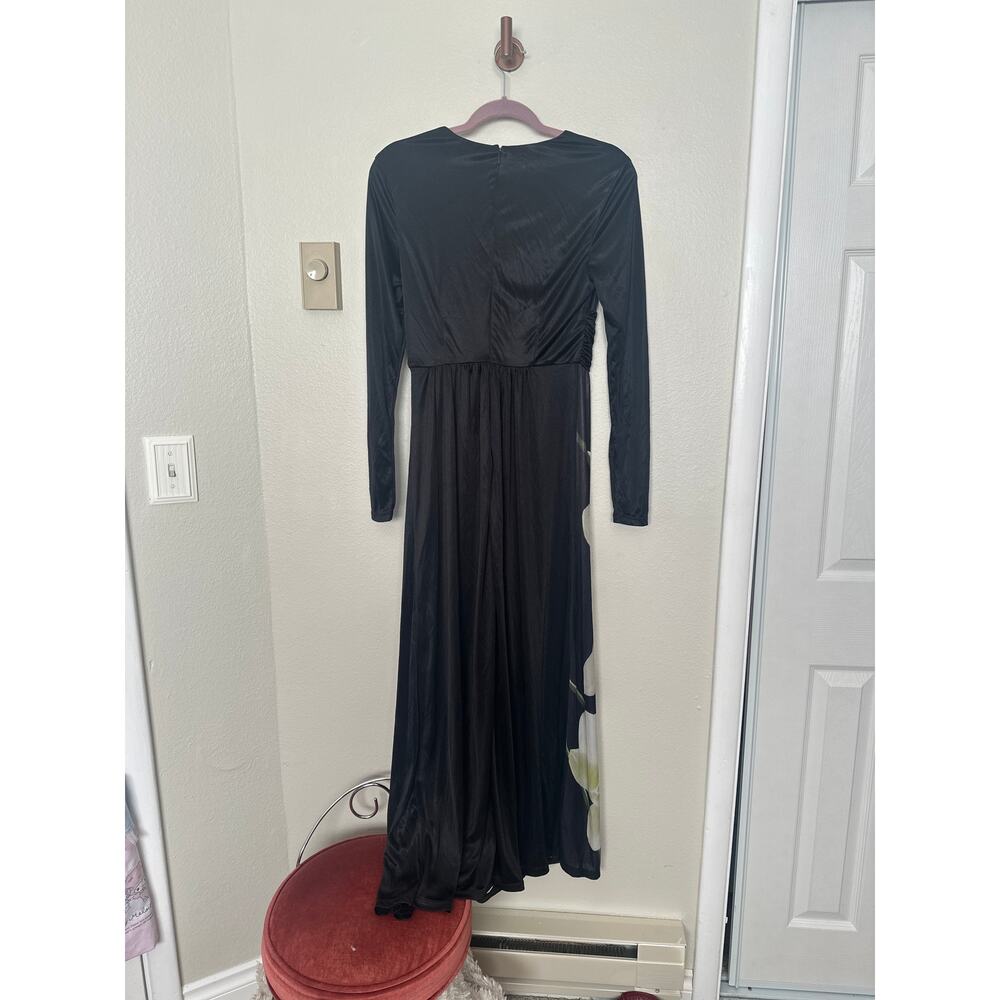 Altuzarra For Target Small Maxi Dress Black Floral Print V-neck Slit Formal - Picture 10 of 11